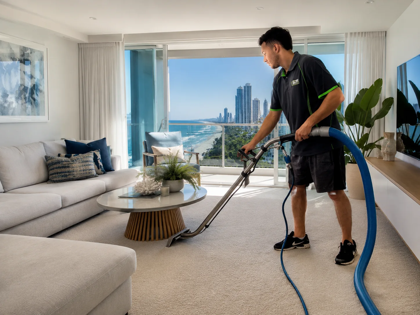 Professional carpet cleaning in a premium Gold Coast home