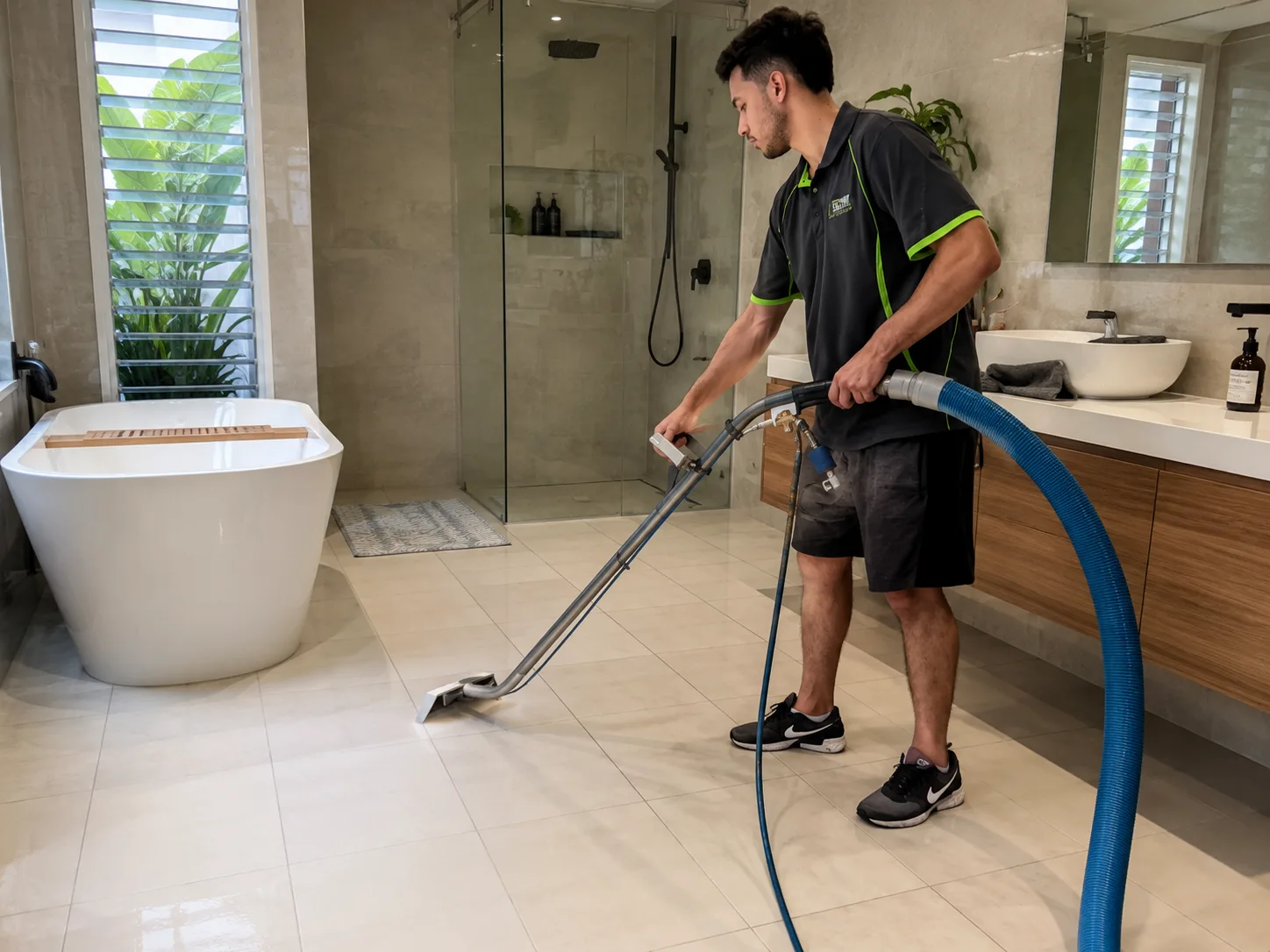 Professional tile and grout cleaning in a Gold Coast bathroom